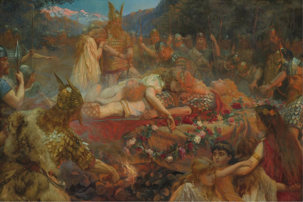 Egy viking harcos halála, 1909 alkotó: Charles Ernest Butler