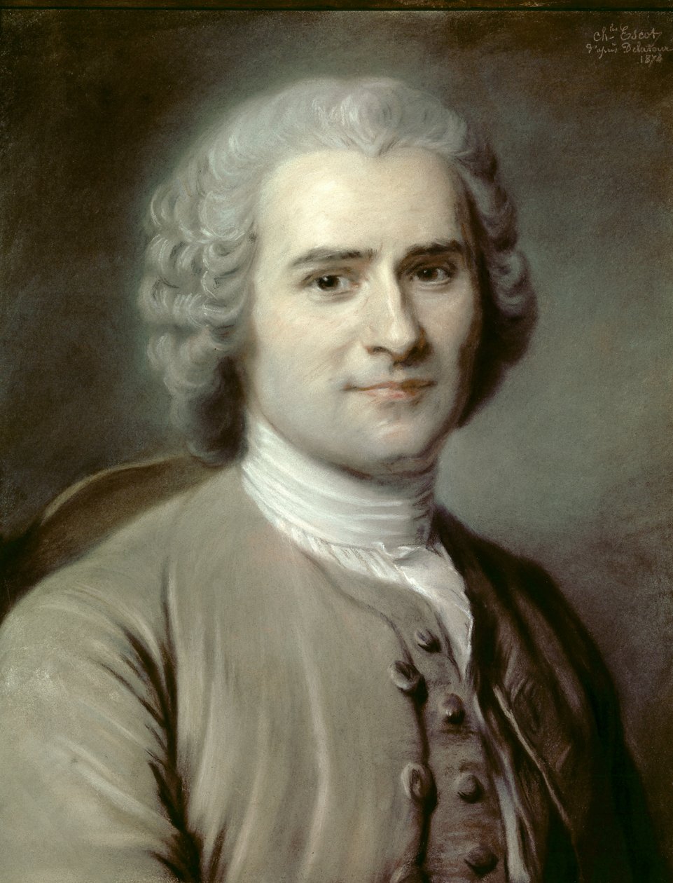 Jean-Jacques (Jean Jacques) Rousseau (1712-1778), svájci filozófus portréja. Charles Escot (1834-1902) pasztellje 1874 V. 0,46x0,38 m - Jean-Jacques (Jean Jacques) Rousseau (1712-1778), svájci filozófus portréja. Charles Escot (1834-1902) pasztellje alkotó: Charles Escot