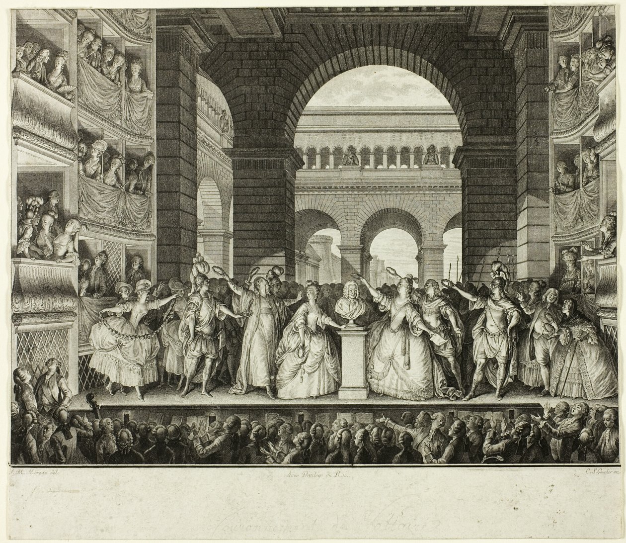 Voltaire megkoronázása alkotó: Charles Etienne Gaucher