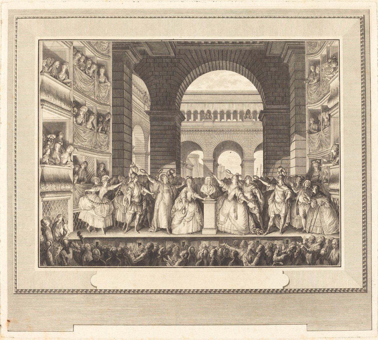 Voltaire megkoronázása (Voltaire megkoronázása) alkotó: Charles Etienne Gaucher after Jean Michel Moreau