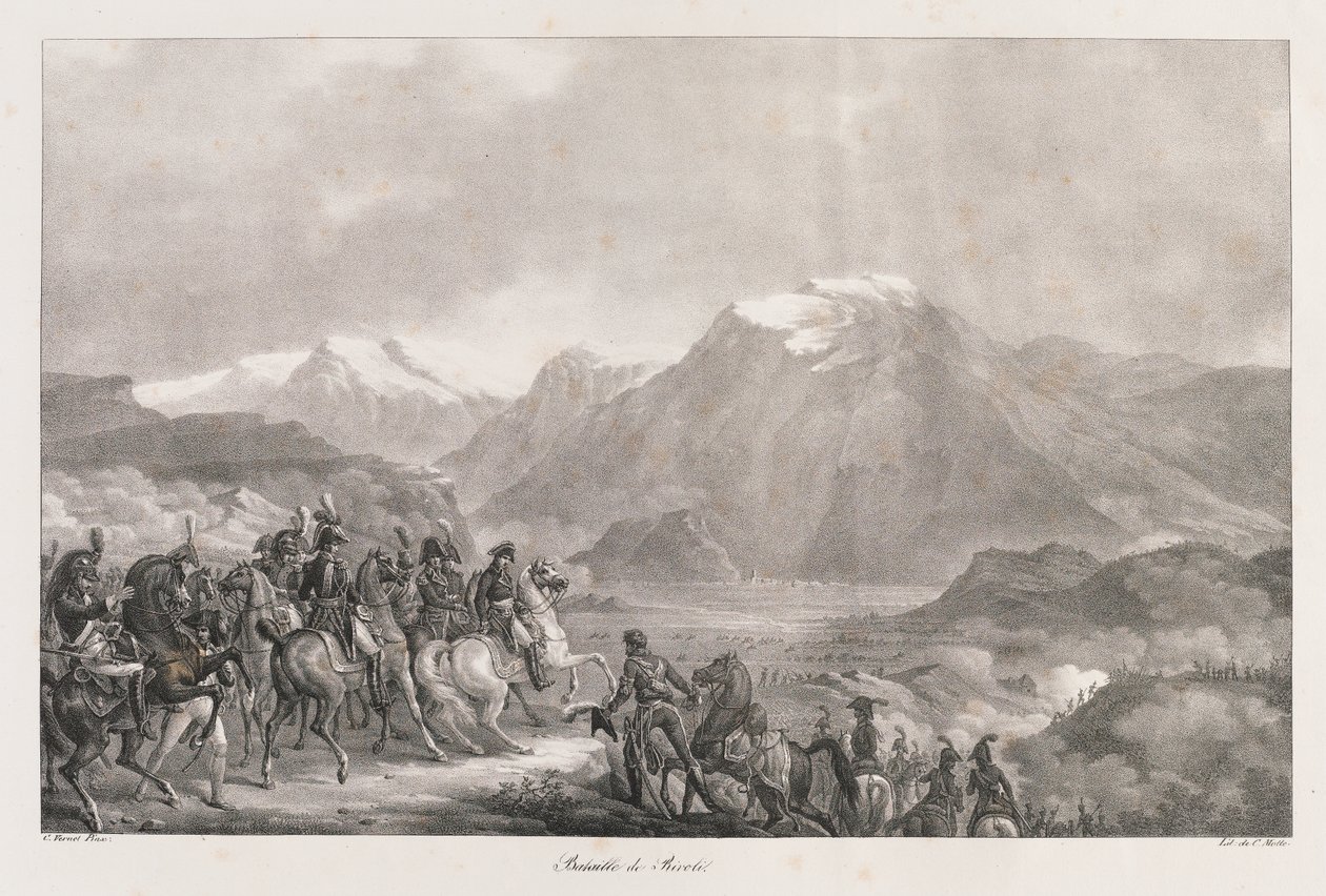 Rivoli csata, 19. század eleje (litho) alkotó: Charles Etienne Pierre Motte