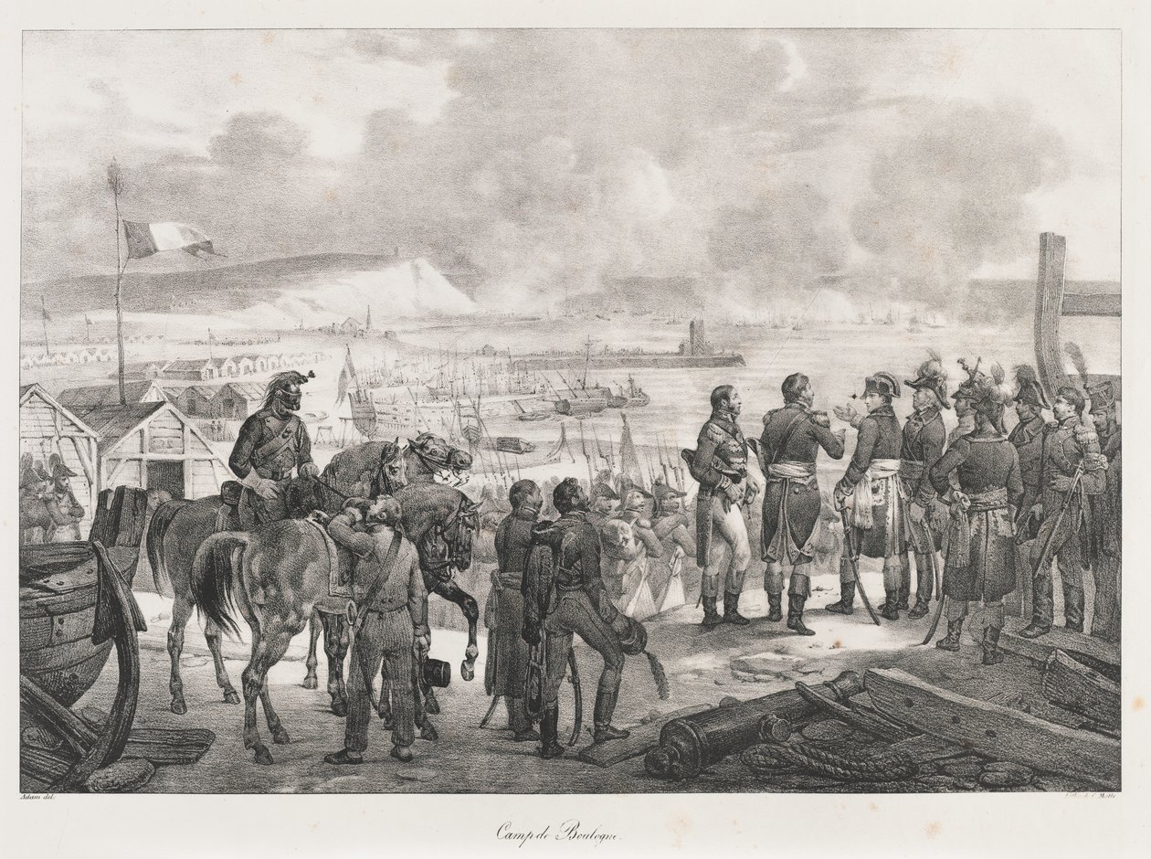 Boulogne-i tábor, 19. század eleje (litho) alkotó: Charles Etienne Pierre Motte
