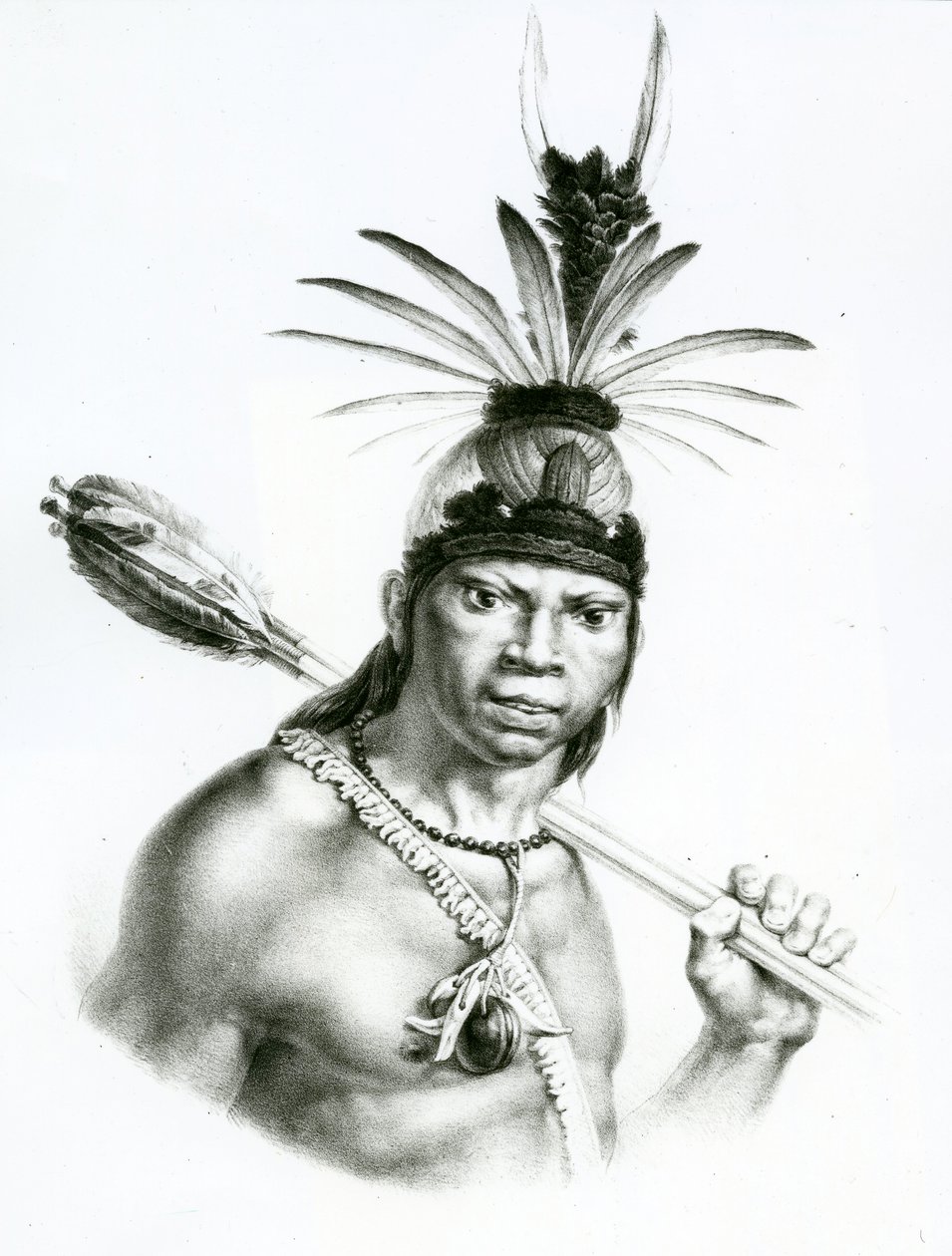 Camacan Mongoyo főnök Jean Baptist Debret "Egy pitoreszk és történelmi utazás Brazíliába" című művéből, 1834. alkotó: Charles Etienne Pierre Motte