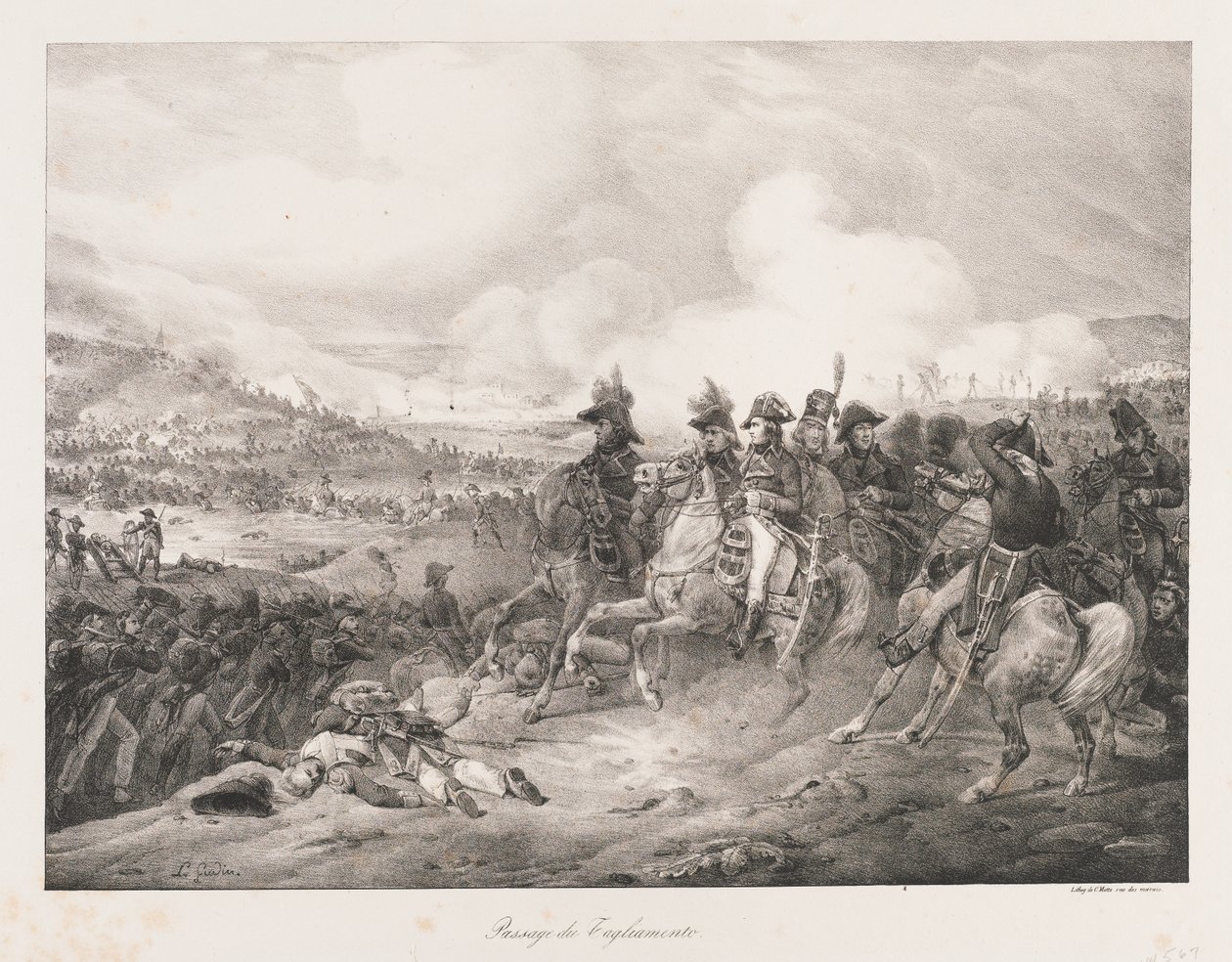 Átkelés a Iagliomentón, 19. század eleje (litho) alkotó: Charles Etienne Pierre Motte