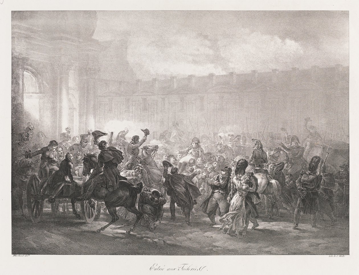 A Tuileriák bejárata, 19. század eleje (litho) alkotó: Charles Etienne Pierre Motte