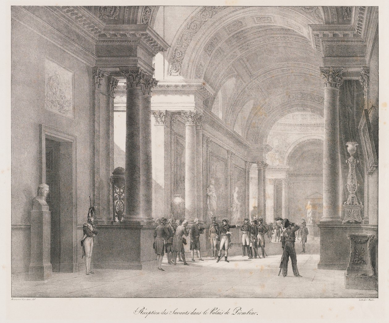 A savants fogadtatása, 19. század eleje (litho) alkotó: Charles Etienne Pierre Motte