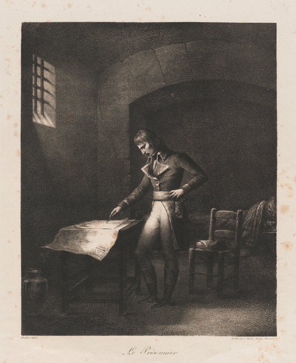 A fogoly, 19. század eleje (litho) alkotó: Charles Etienne Pierre Motte