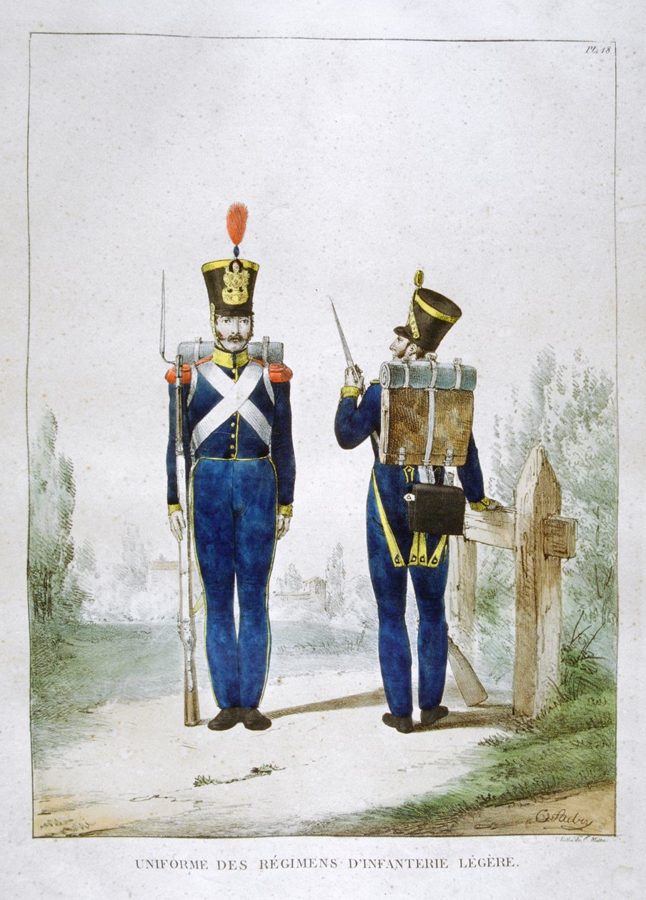 Könnyű gyalogsági ezred egyenruhája, Franciaország, 1823. alkotó: Charles Etienne Pierre Motte