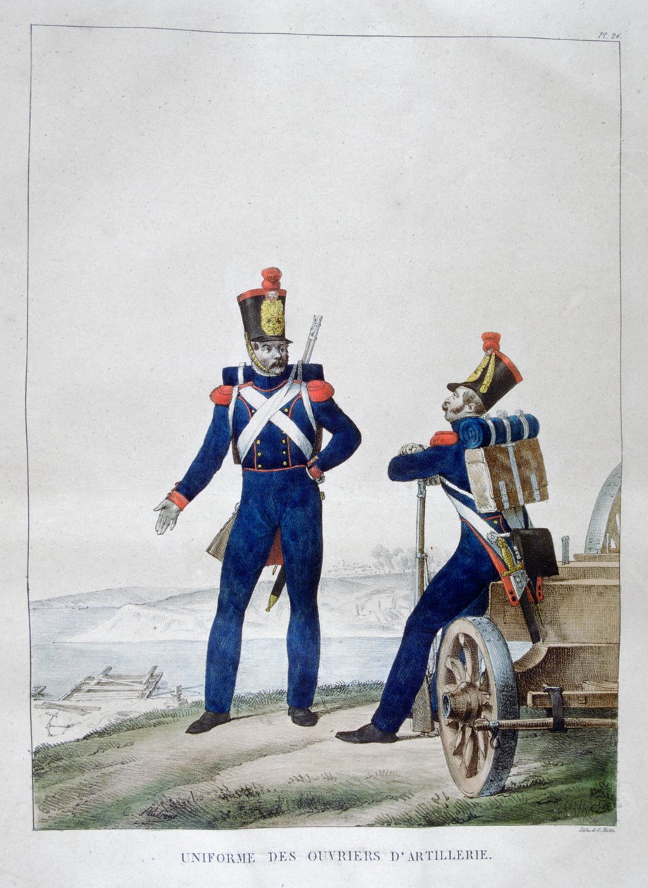 Tüzérségi egyenruha, Franciaország, 1823 alkotó: Charles Etienne Pierre Motte