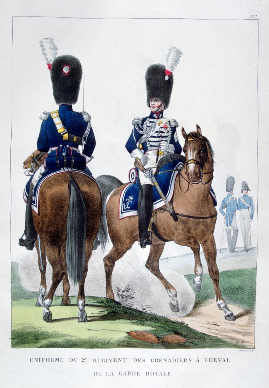 A 2. lógránátos-ezred egyenruhája, Franciaország, 1823. alkotó: Charles Etienne Pierre Motte