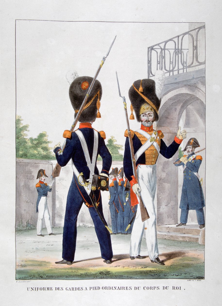 A francia királyi hadtest gyalogosainak egyenruhája, 1823. alkotó: Charles Etienne Pierre Motte