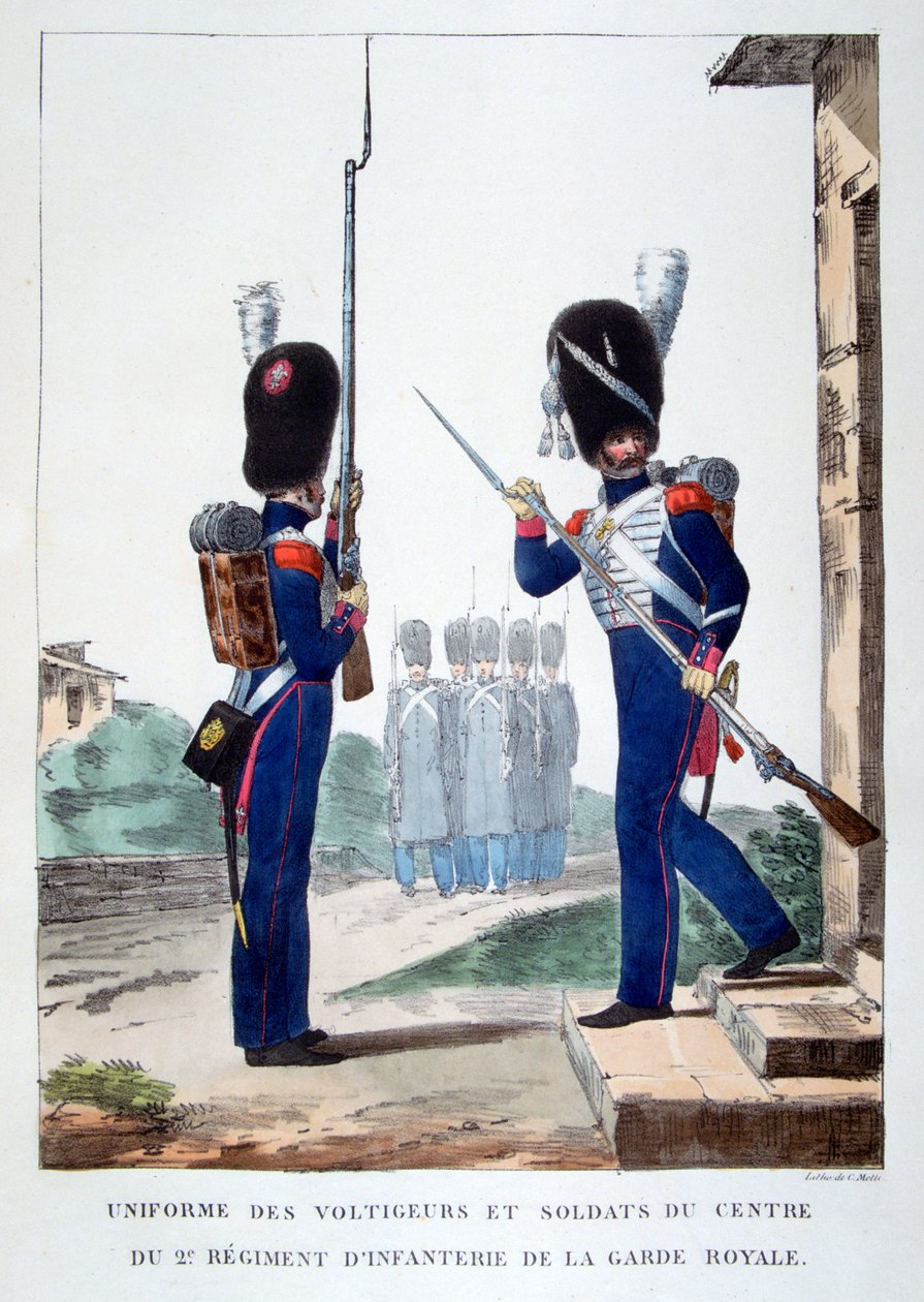 A francia királyi gárda 2. gyalogságának egyenruhája, 1823. alkotó: Charles Etienne Pierre Motte