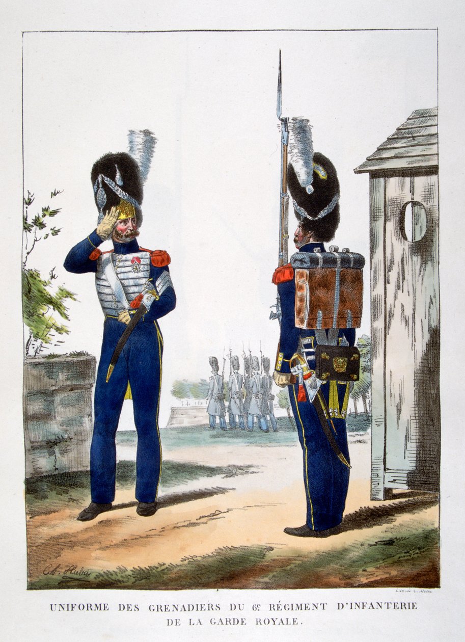 A gránátosok egyenruhája.. a francia királyi gárda, 1823. alkotó: Charles Etienne Pierre Motte