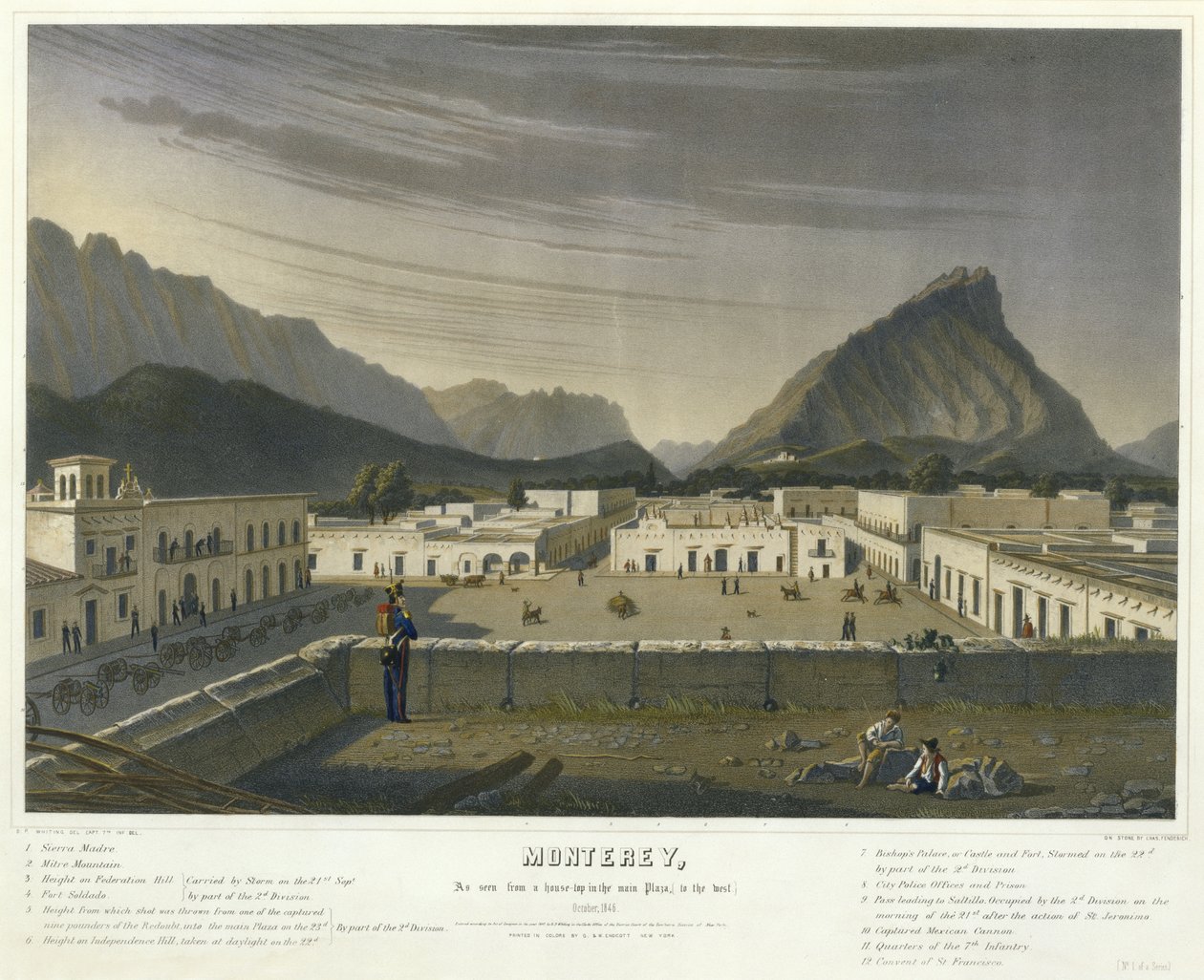 Monterey, Ahogy a Plaza főterén lévő ház tetejéről nézzük, [nyugatra] október alkotó: Charles Fendrich