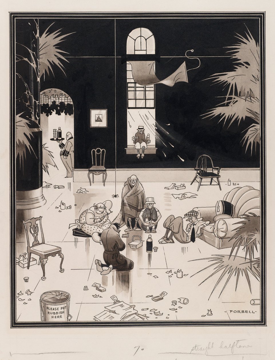 Klubélet Amerikában, a Picnickers, 1933 előtt (toll- és tintamosás papíron) alkotó: Charles Forbell