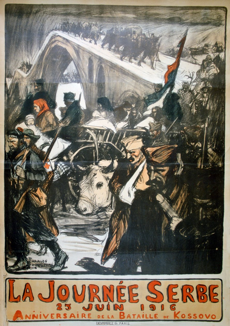 1916. június 25. – Szerbia napja, francia első világháborús plakát, 1916 alkotó: Charles Fouqueray