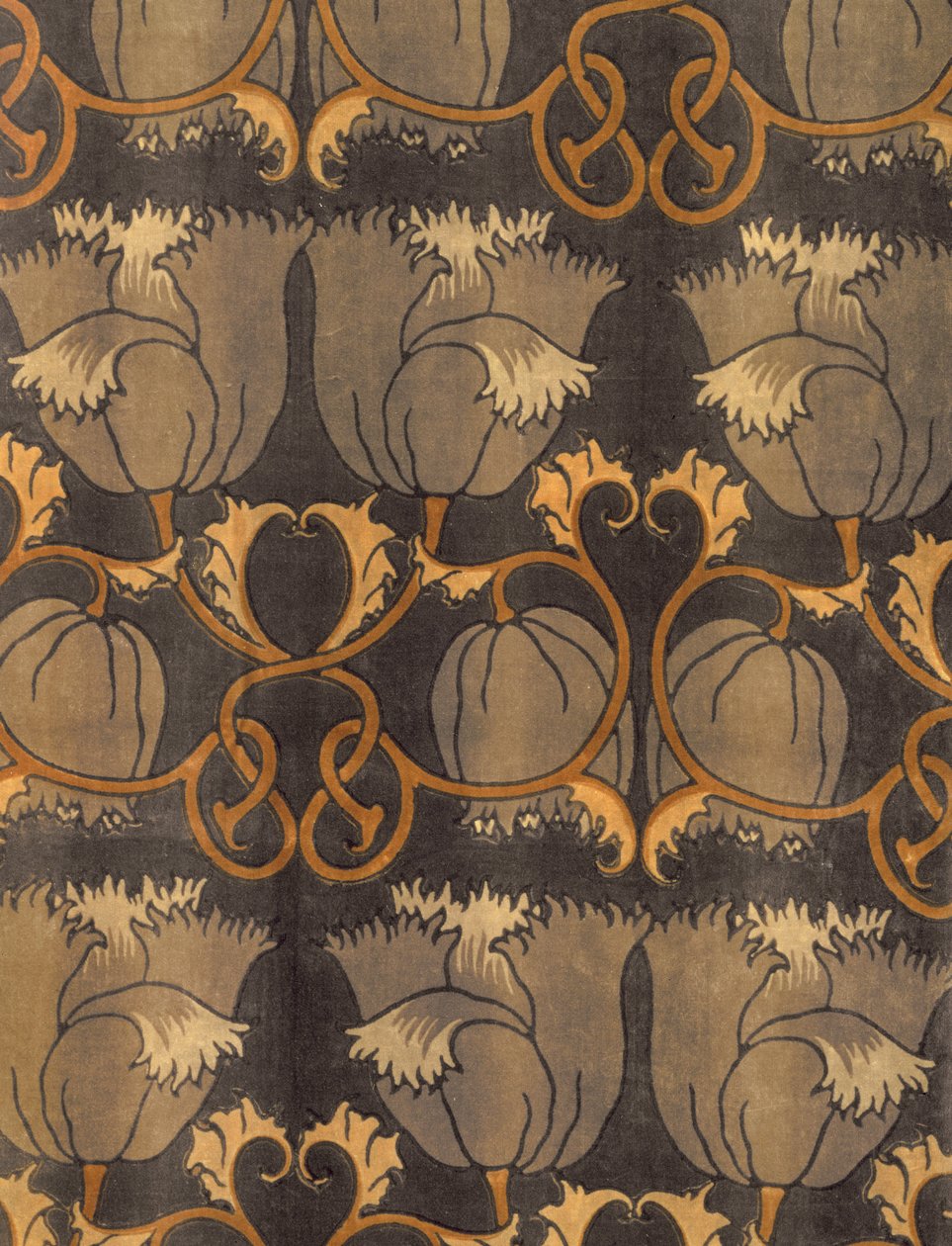 Pipacs, gyártó: G.P. & J Baker, 1888 körül (nyomtatott bársony) (részlet) alkotó: Charles Francis Annesley Voysey