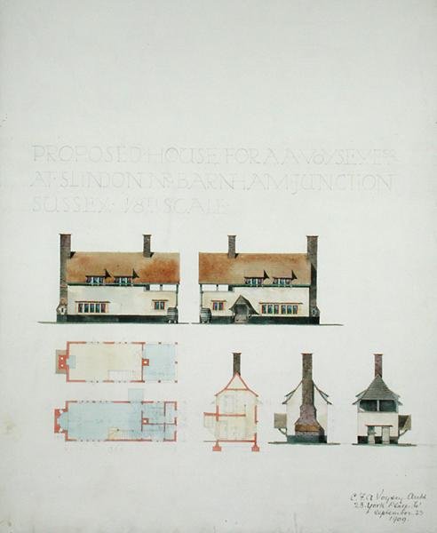 A.A. Voysey Esq. tervezett háza a Barnham Junction melletti Slindonban, Sussexben. alkotó: Charles Francis Annesley Voysey