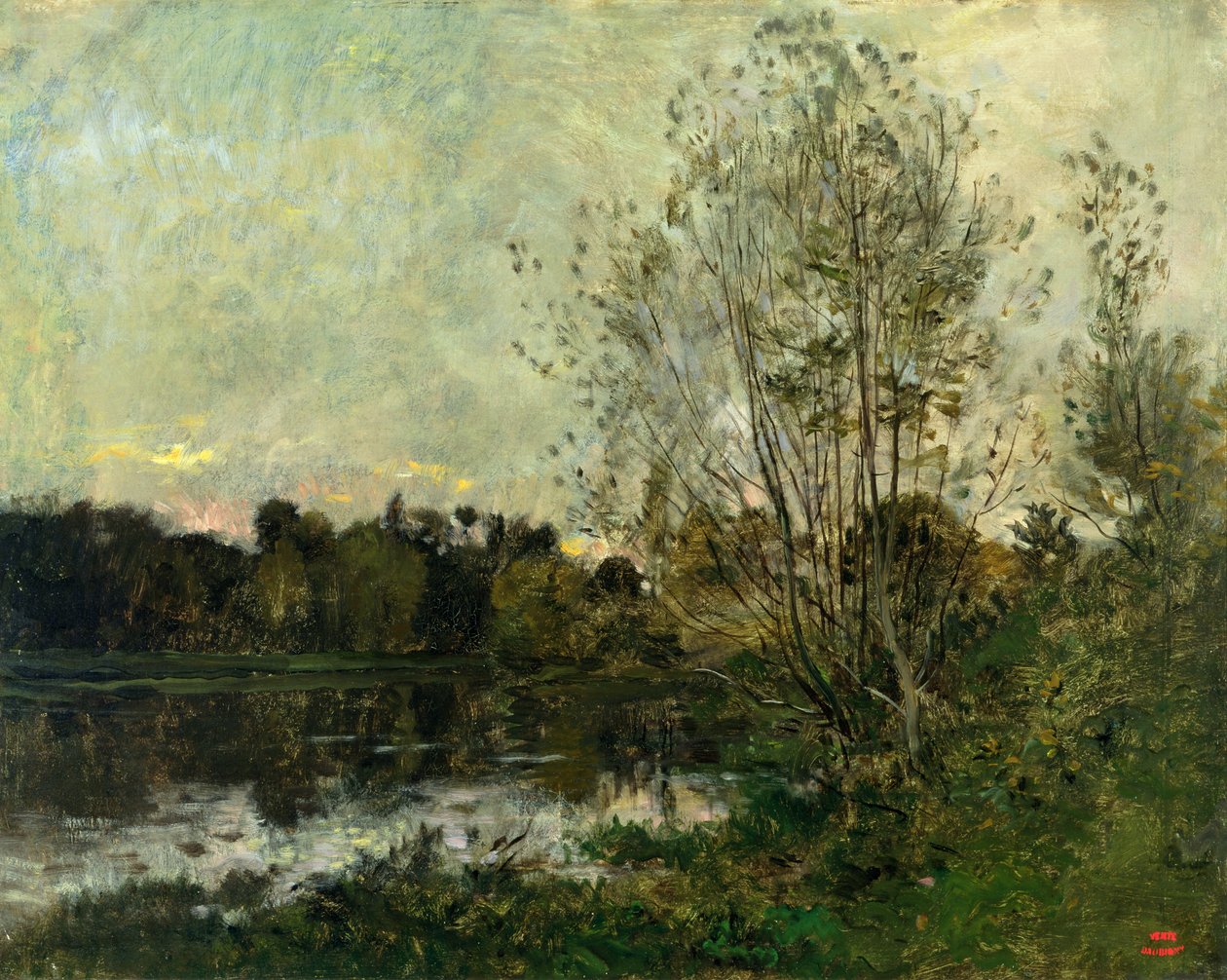 Egy tó az erdőben alkonyatkor, 1865 körül alkotó: Charles Francois Daubigny