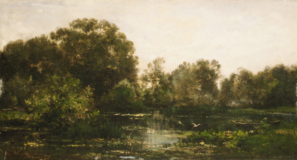 Folyói táj gólyákkal, 1864. alkotó: Charles Francois Daubigny