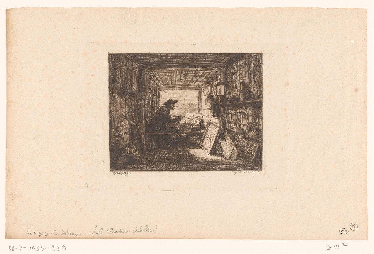 Egy művész műterme Le bateau-atelier Sorozat víz körüli tájakkal és eseményekkel (sorozat címe) Voyage en Bateau alkotó: Charles Francois Daubigny