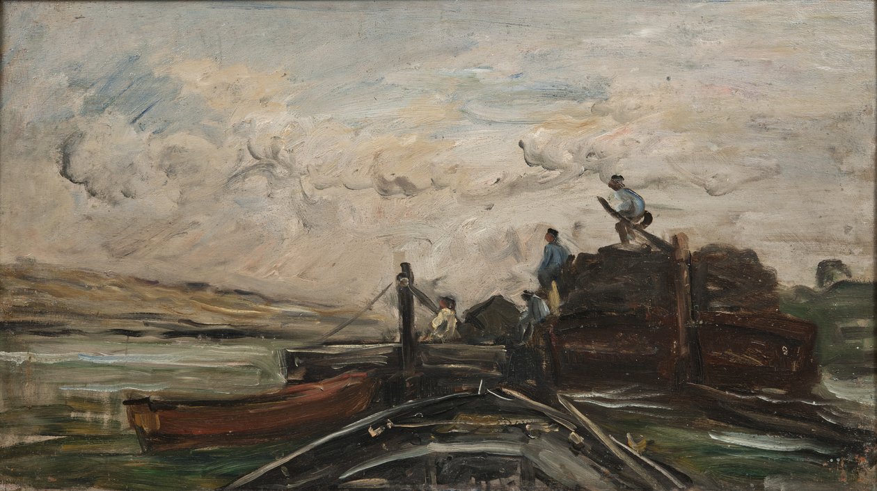 Bárkák a folyón, 1865 körül alkotó: Charles Francois Daubigny