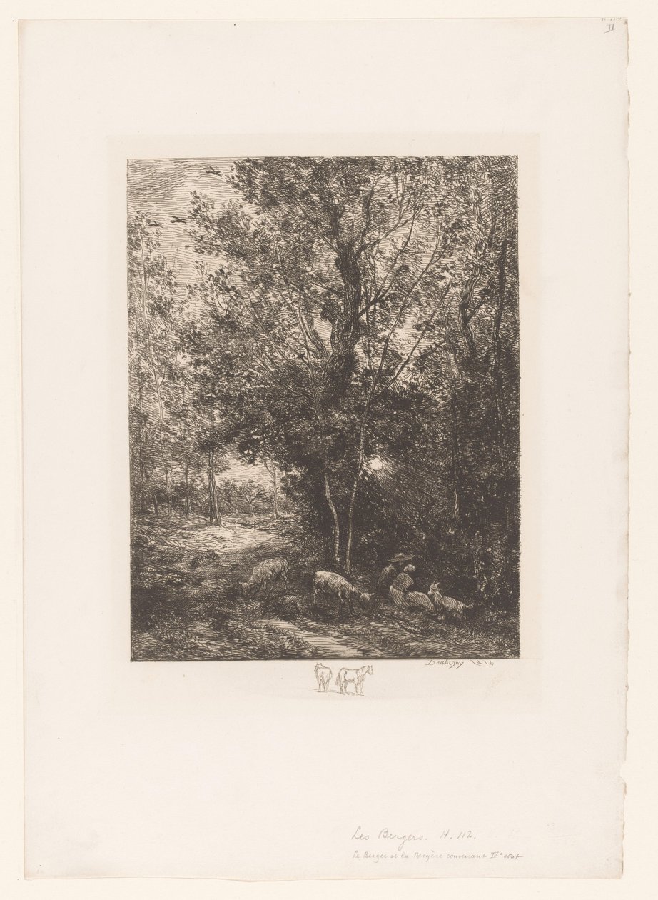 Erdő pihenő kecskepásztorokkal Le berger et la bergere alkotó: Charles Francois Daubigny