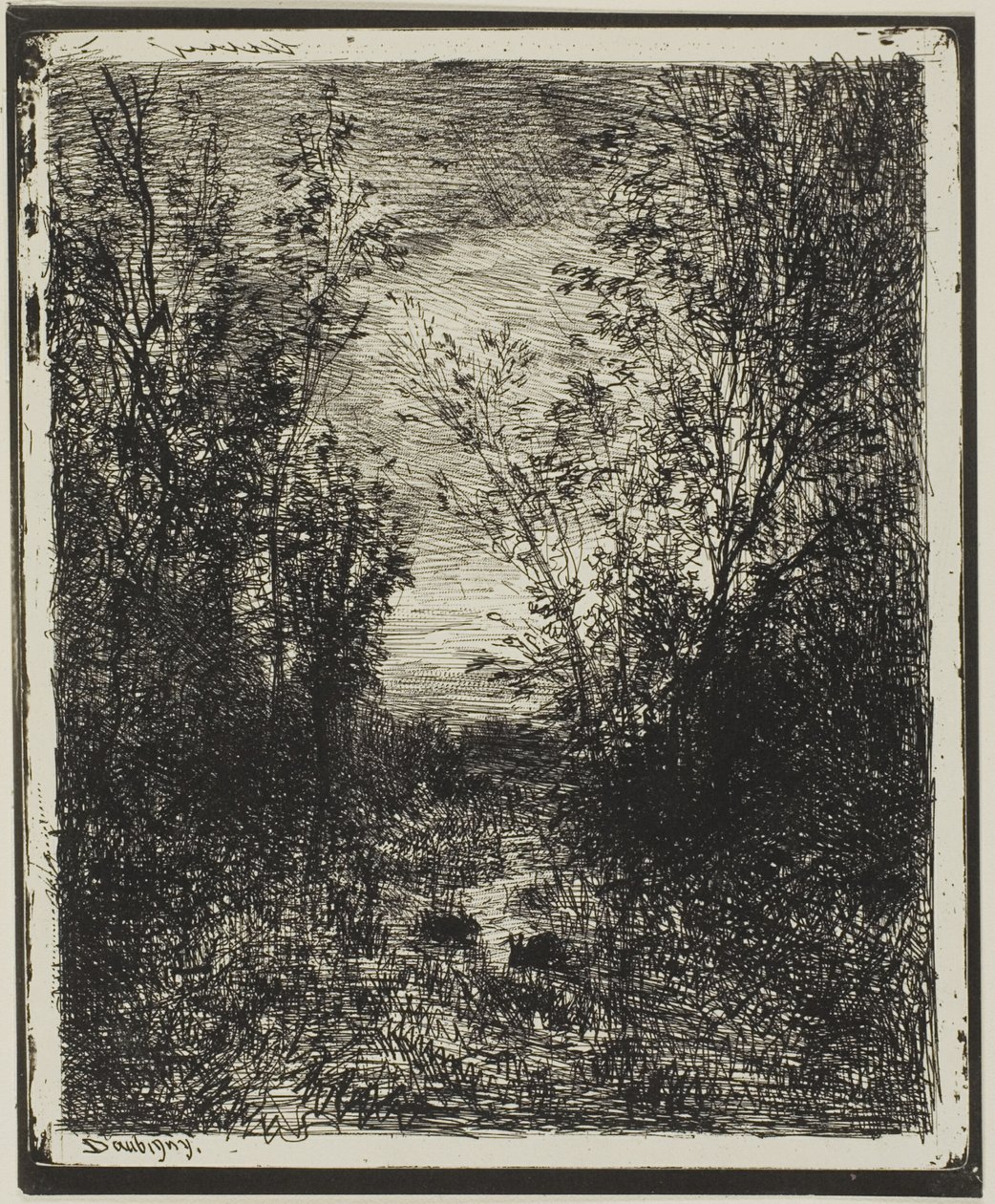 Brook a tisztáson alkotó: Charles Francois Daubigny