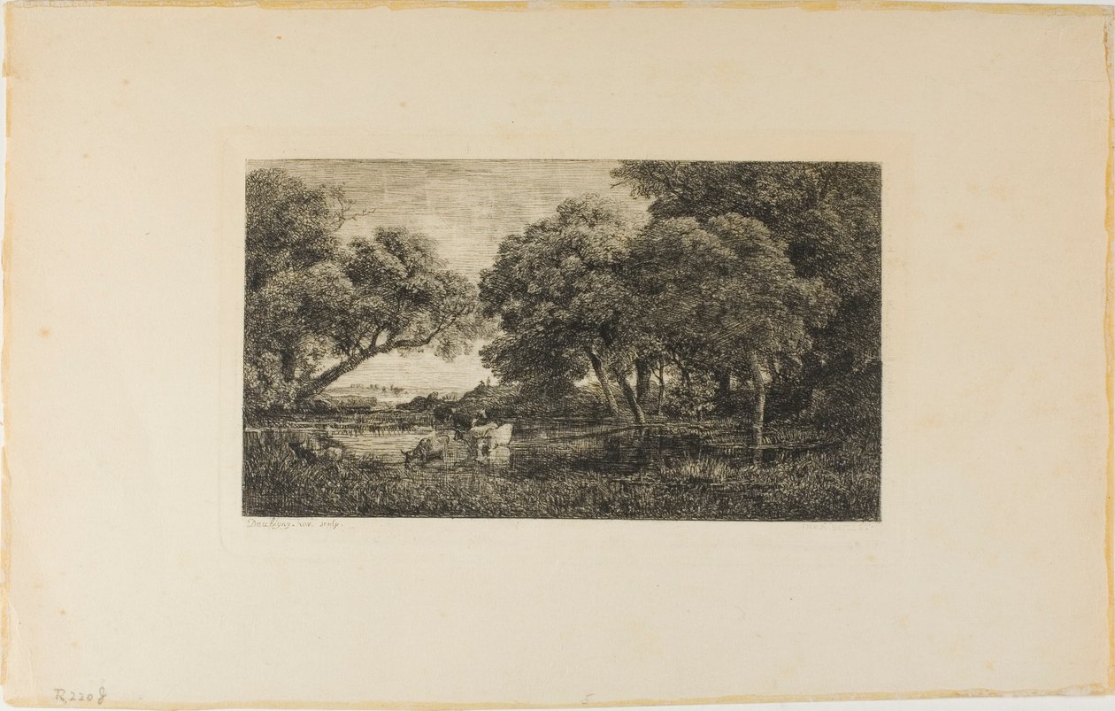 Szarvasmarha egy medence mellett alkotó: Charles Francois Daubigny