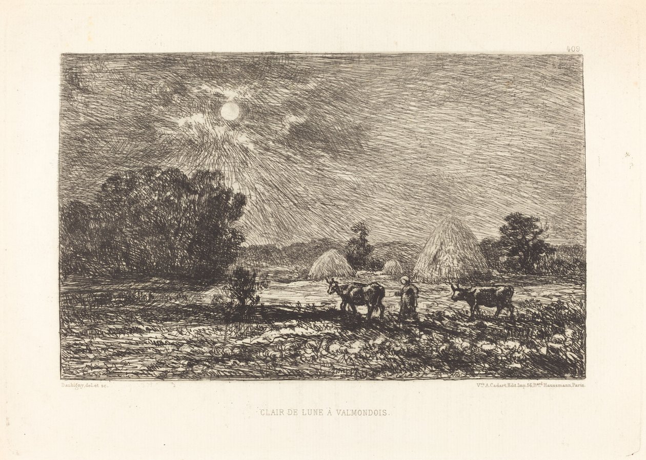 Holdfény Valmondoisban (Moonlight at Valmondois) alkotó: Charles Francois Daubigny
