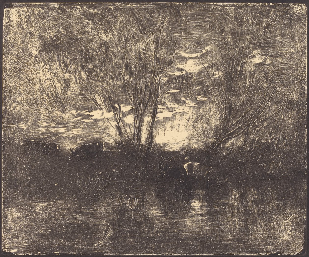 Tehenek egy itatóhelyen alkotó: Charles Francois Daubigny