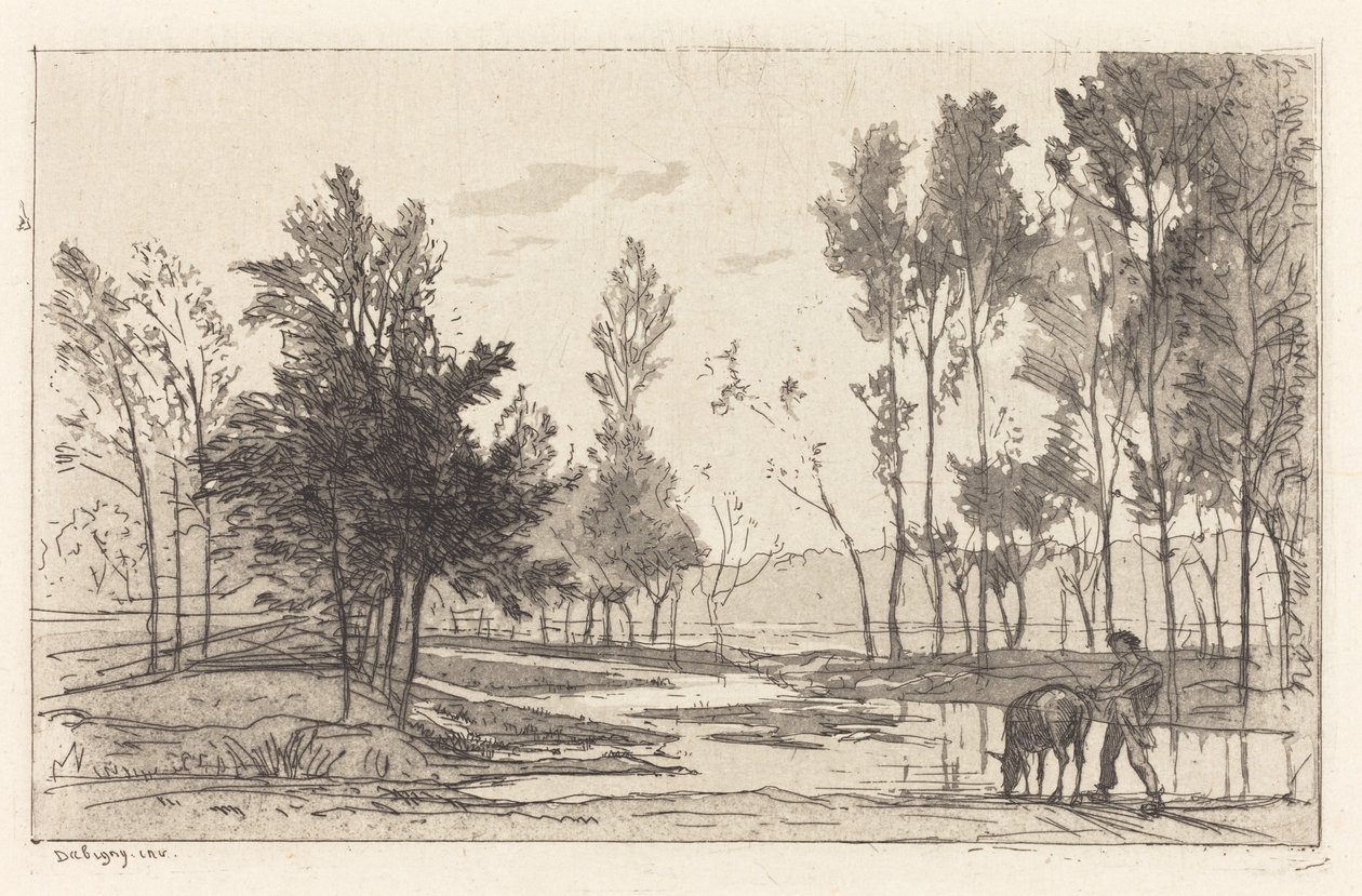 Szamár egy itató helyen alkotó: Charles Francois Daubigny