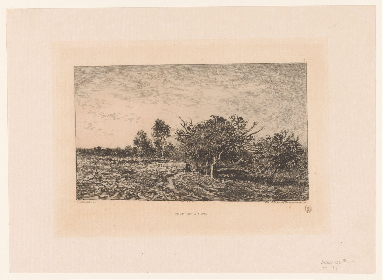 Táj almafákkal Pommiers és Auvers. (cím a tárgyon) alkotó: Charles Francois Daubigny