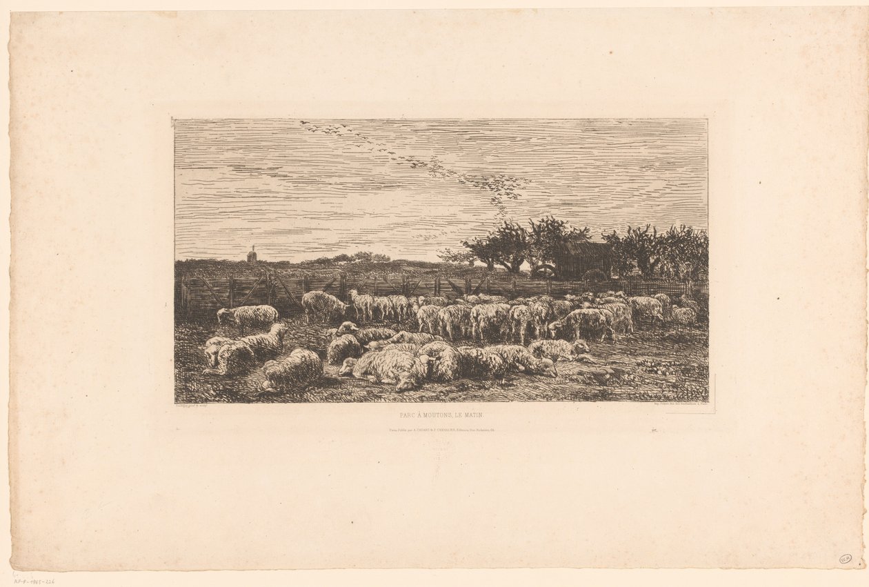 Táj birkacsordával Parc à moutons, le matin (cím a tárgyon) alkotó: Charles Francois Daubigny