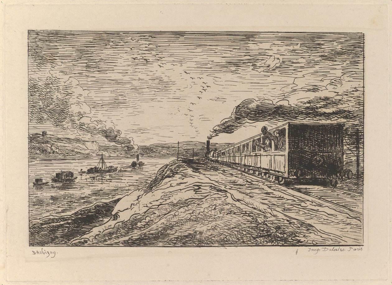 Az indulás, a visszatérés, a hajókirándulásról, 1861. alkotó: Charles Francois Daubigny