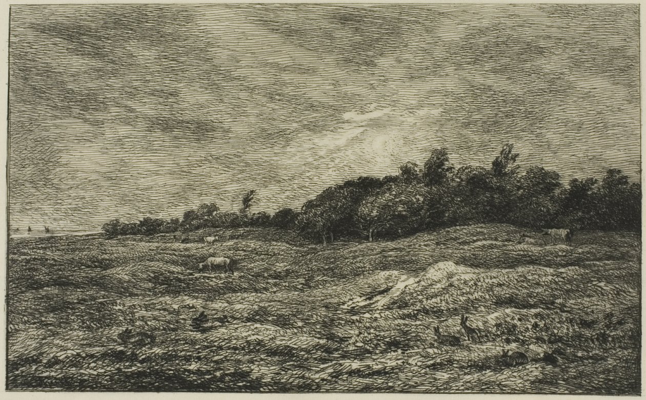 A Pre des Graves Villerville-ben (Calvados) alkotó: Charles Francois Daubigny