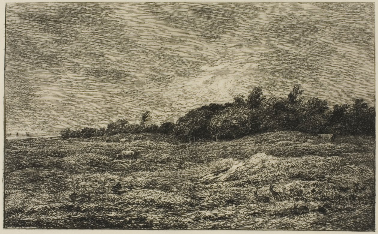 A Pre des Graves Villerville-ben (Calvados) alkotó: Charles Francois Daubigny
