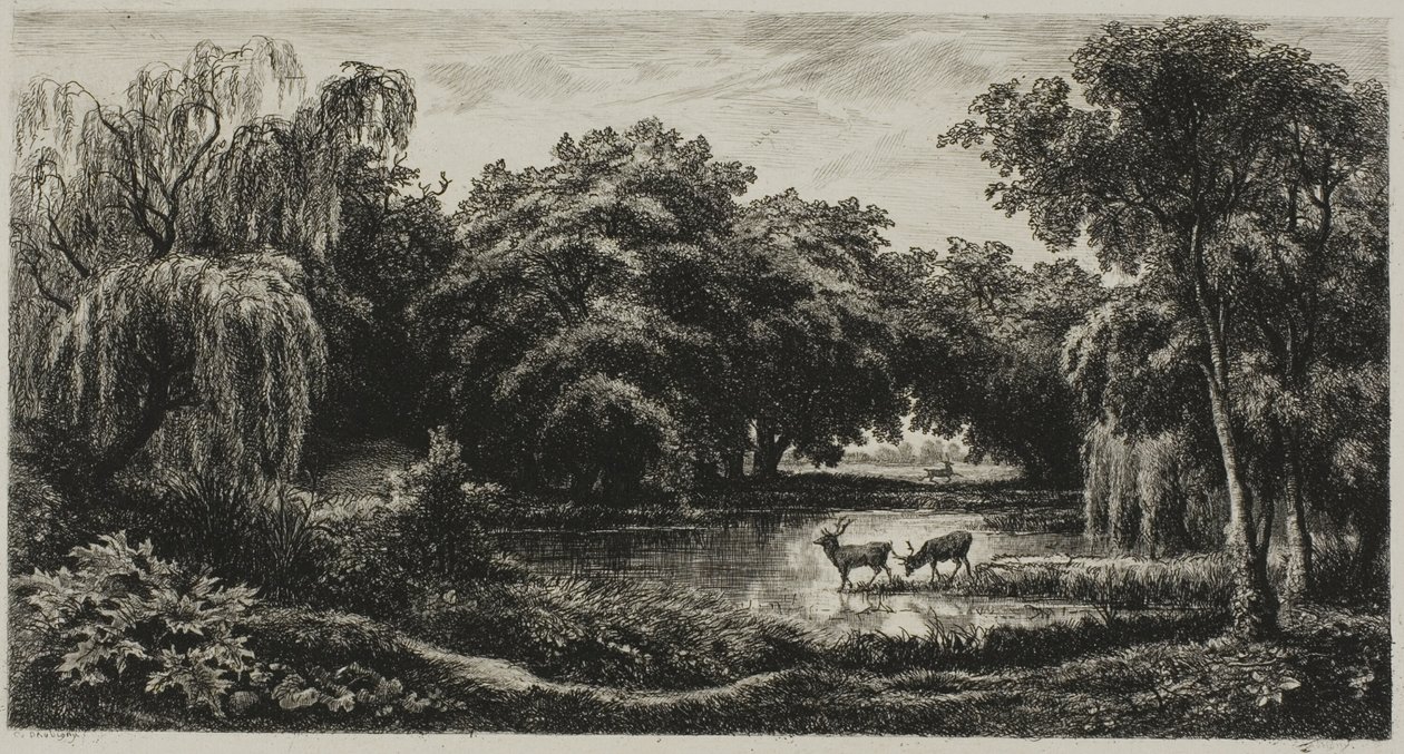 Marsh szarvassal alkotó: Charles Francois Daubigny