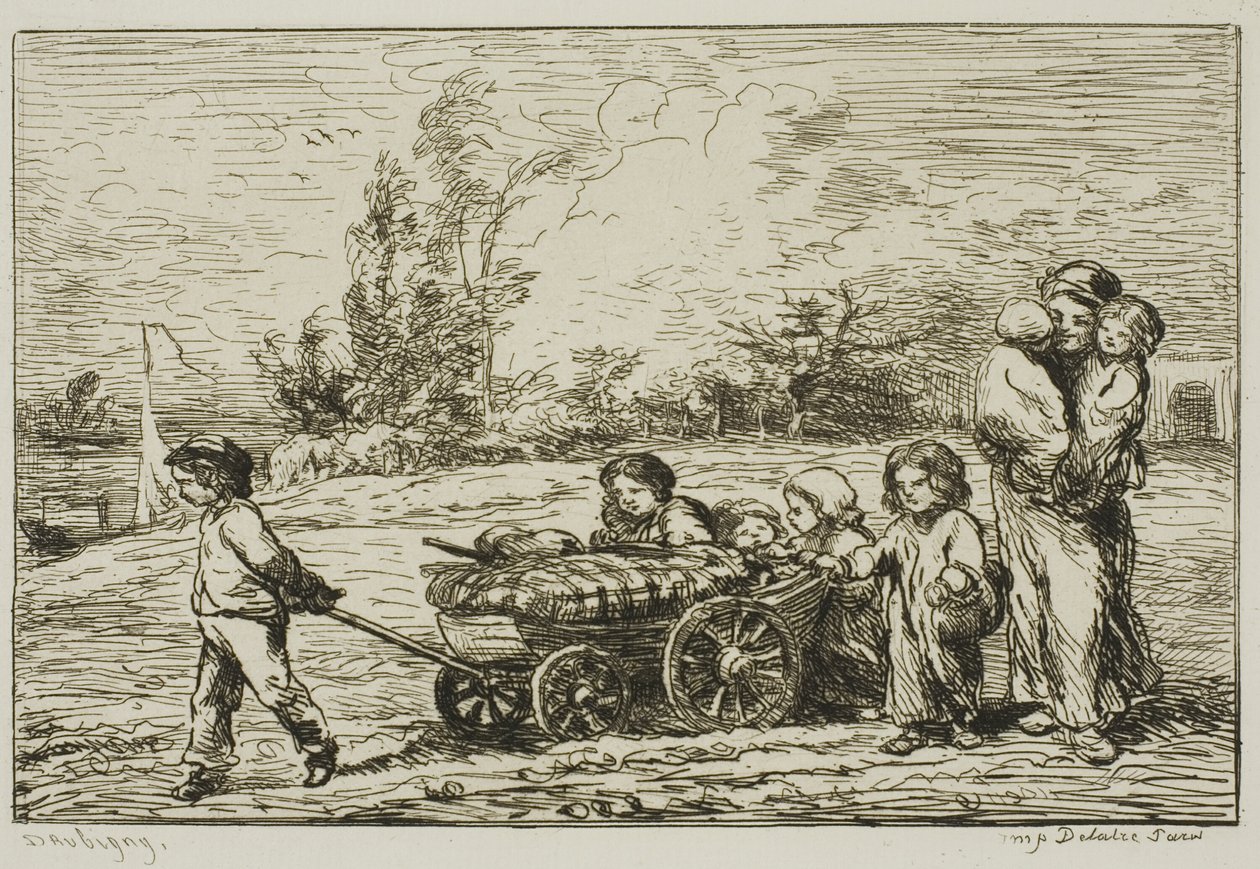 Beköltözés a kocsival (A hajó berendezése) alkotó: Charles Francois Daubigny