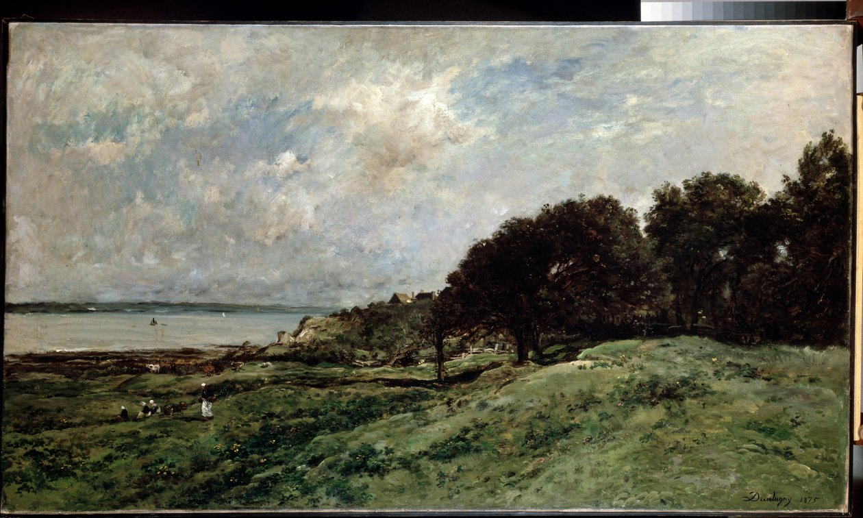 ""tengeri táj Villerville közelében Calvadosban" (The Seashore near Villerville) Charles Francois Daubigny festménye (1817-1878) 1875 85x149 cm Ermitázs Múzeum, Szentpétervár (Szentpétervár) alkotó: Charles Francois Daubigny