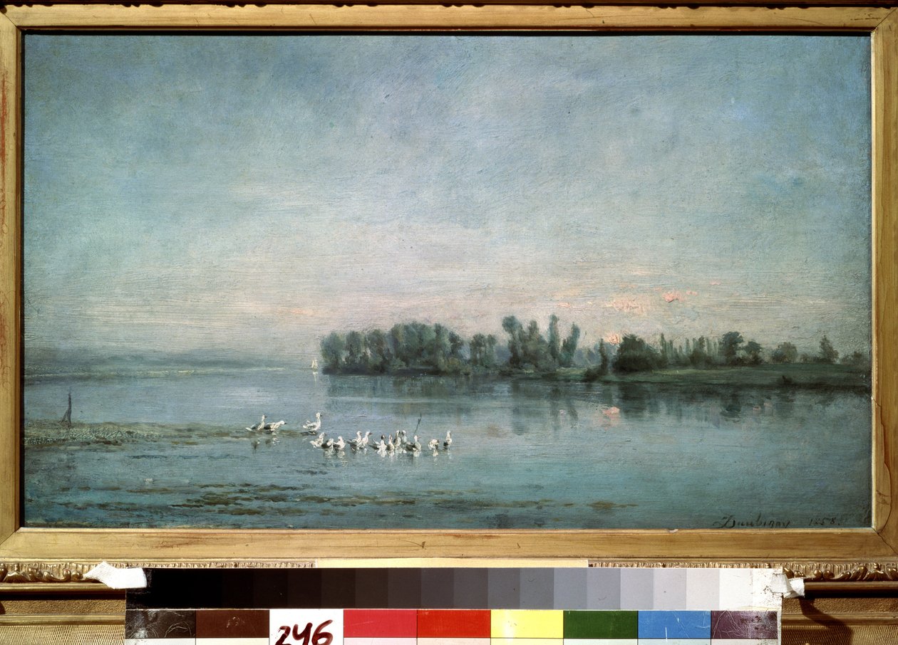 ""Korán reggel"" (reggeli) Charles-Francois (Charles Francois) Daubigny (1817-1878) festménye 1858 Puskin Múzeum, Moszkva alkotó: Charles Francois Daubigny