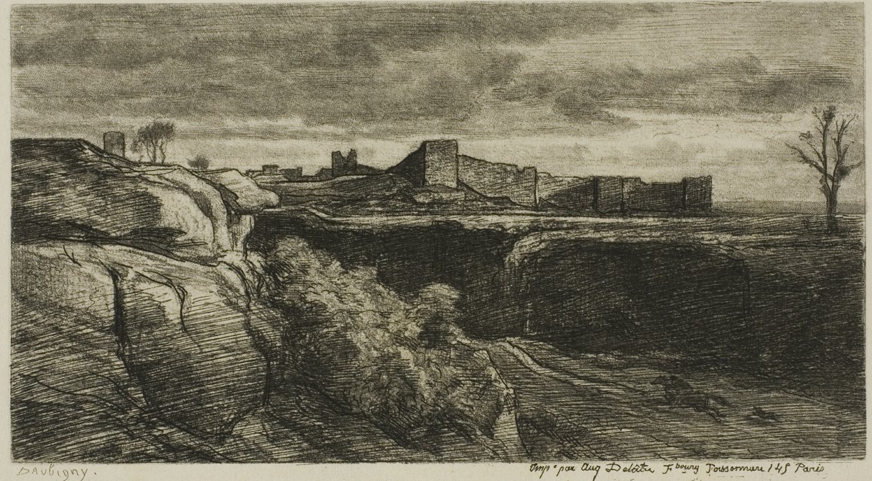 A Crémieux-i kastély romjai (Isère) alkotó: Charles Francois Daubigny