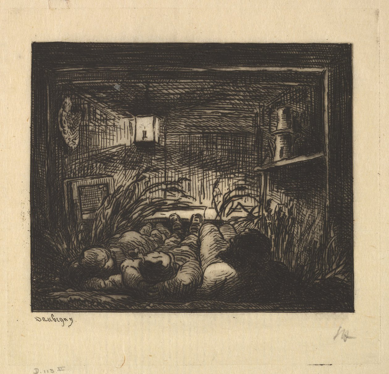 Alvás a hajó fedélzetén, 1861. alkotó: Charles Francois Daubigny