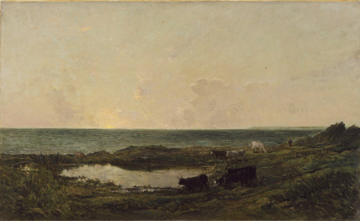 Naplemente Villerville partvidékén alkotó: Charles Francois Daubigny