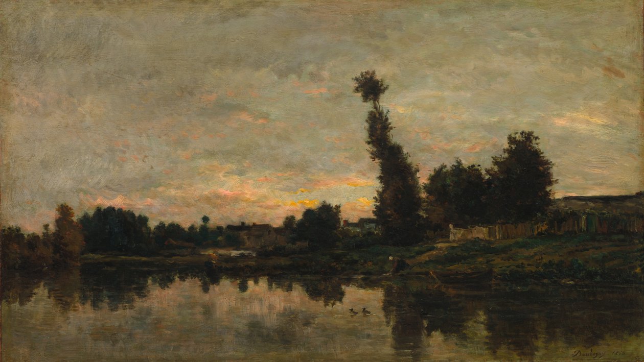 Naplemente az Oise folyón, 1866. alkotó: Charles Francois Daubigny