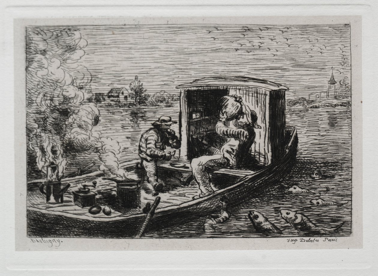 A hajókirándulás: Guzzling vagy Ebéd a hajón, 1861. alkotó: Charles Francois Daubigny