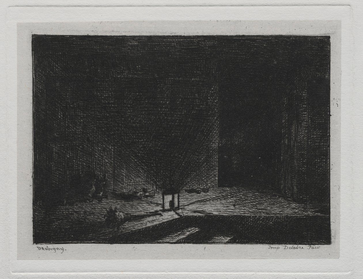A hajókirándulás: egy fogadó belseje Egy fogadó folyosója, 1861. alkotó: Charles Francois Daubigny