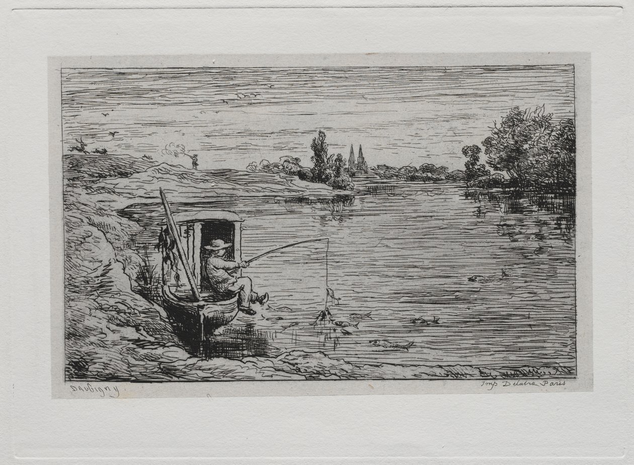 A hajókirándulás: The Cabin Boy Fishing (zsinóros horgászat) alkotó: Charles Francois Daubigny