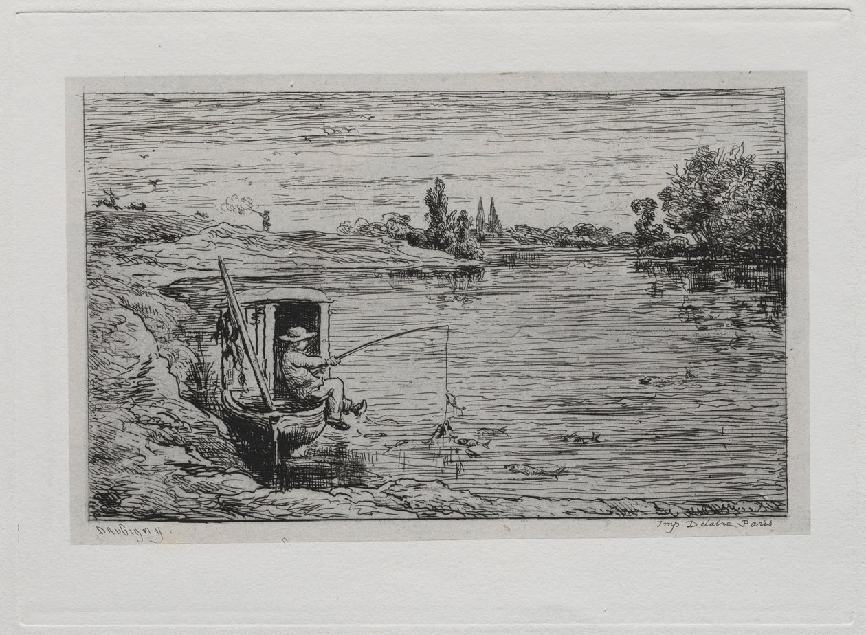 A hajókirándulás: The Cabin Boy Fishing Line Fishing, 1861. alkotó: Charles Francois Daubigny