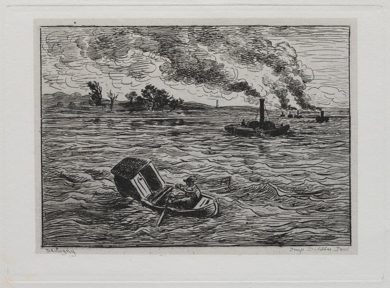 The Boat Trip: The Steamboats avagy Vigyázz a gőzösökre, 1861. alkotó: Charles Francois Daubigny